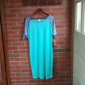 Lularoe julia teal and blue dress